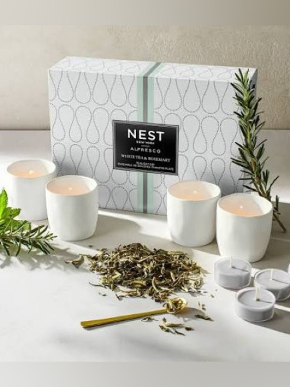 NWT Nest Fragrances Alfresco White Tea & Rosemary Tealight Set